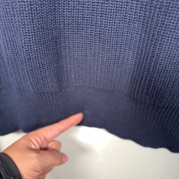 J.Crew Sweater Men's Large Suede Shoulder Patch Blue Woodsman Military Knit - Picture 5 of 12